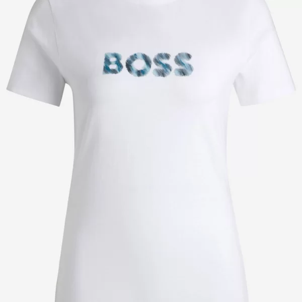 BOSS T-SHIRT C_ELOGO_PRINT_7 LOGO ΛΕΥΚΟ