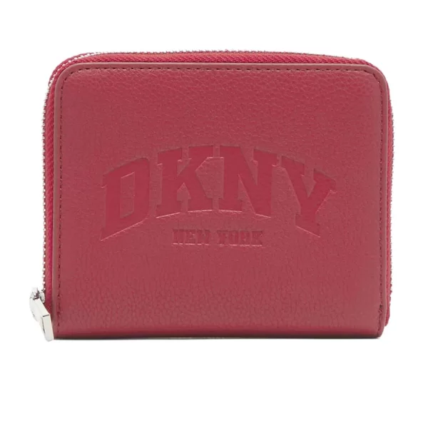 DKNY ΠΟΡΤΟΦΟΛΙ HADLEE SM ZIP AROUND LOGO ΚΟΚΚΙΝΟ