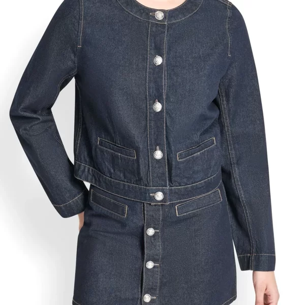 DKNY ΜΠΟΥΦΑΝ JACKET DENIM CROPPED ΜΠΛΕ