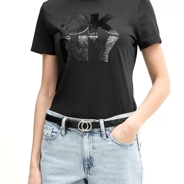 DKNY T-SHIRT CREW NECK LOGO ΠΑΓΙΕΤΑ ΜΑΥΡΟ