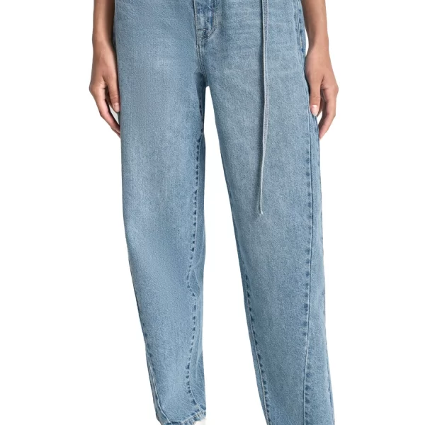 DKNY ΠΑΝΤΕΛΟΝΙ JEANS MID RISE BARREL LEG ΑΠΟΣΠΩΜΕΝΗ ΖΩΝΗ ΜΠΛΕ