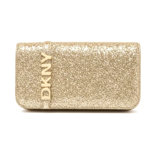 DKNY ΤΣΑΝΤΑ AVRIL SM FLAP CROSSBODY ΕΠΙΠΡΟΣΘΕΤΟ ΤΣΑΝΤΑΚΙ LOGO ΧΡΥΣΟ