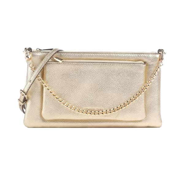 MICHAEL KORS ΤΣΑΝΤΑ CROSSBODY XEIΡΟΣ JET SET ΑΛΥΣΙΔΑ LOGO XΡΥΣΟ