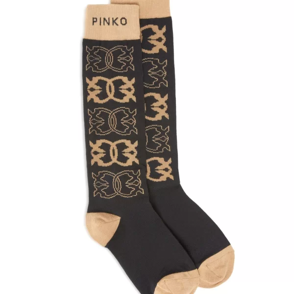 PINKO ΚΑΛΤΣΕΣ MONACO SOCKS ΚΑΦΕ-ΜΠΕΖ