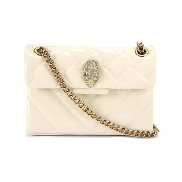 KURT GEIGER ΤΣΑΝΤΑ CROSSBODY/ΩΜΟΥ LEATHER ΜΙΝΙ KENSINGTON ΛΟΥΣΤΡΙΝΙ AΛΥΣΙΔΑ LOGO ΚΡΕΜ