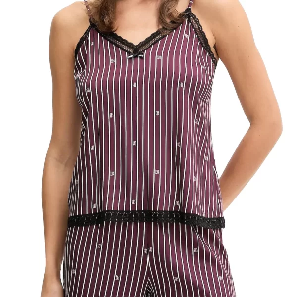 HUGO TANK TOP UNIQUE VEST PAJAMA TOP ΡΙΓΕ ALL OVER LOGO ΜΠΟΡΝΤΩ