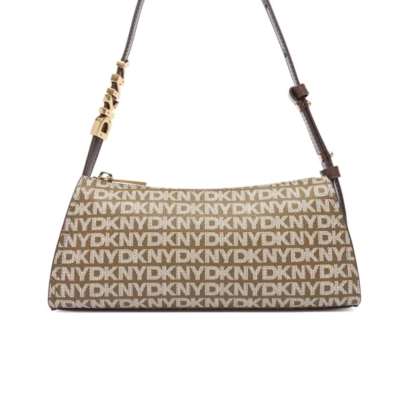 DKNY ΤΣΑΝΤΑ ΩΜΟΥ AVRIL ALL OVER LOGO ΚΑΦΕ