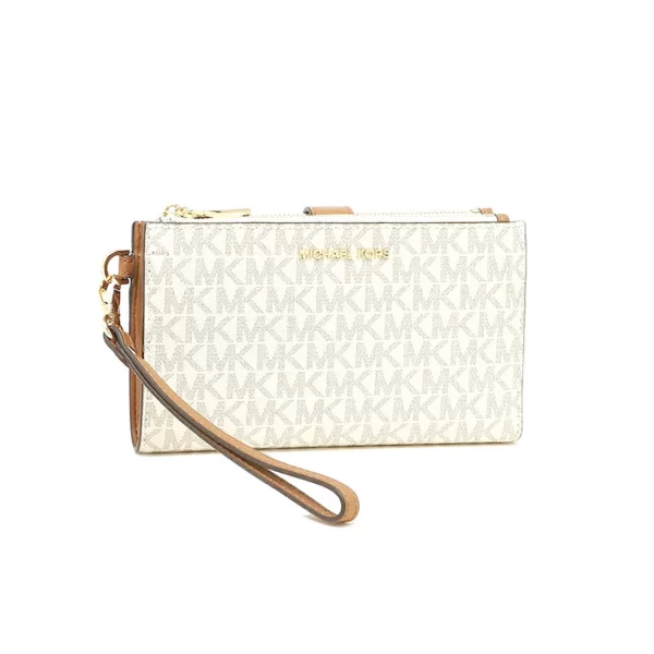 MICHAEL KORS ΠΟΡΤΟΦΟΛΙ JET SET ALL OVER LOGO ΜΠΕΖ/ΤΑΜΠΑ