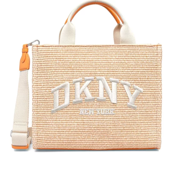 DKNY ΤΣΑΝΤΑ ΧΕΙΡΟΣ/CROSSBODY HADLEE MD TOTE ΨΑΘΙΝΗ LOGO ΑΝΟΙΧΤΟ ΠΟΡΤΟΚΑΛΙ