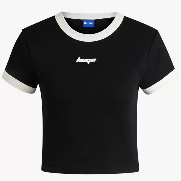 HUGO BLUE T-SHIRT DALIA_B_1 LOGO ΛΕΥΚΟ-ΜΑΥΡΟ