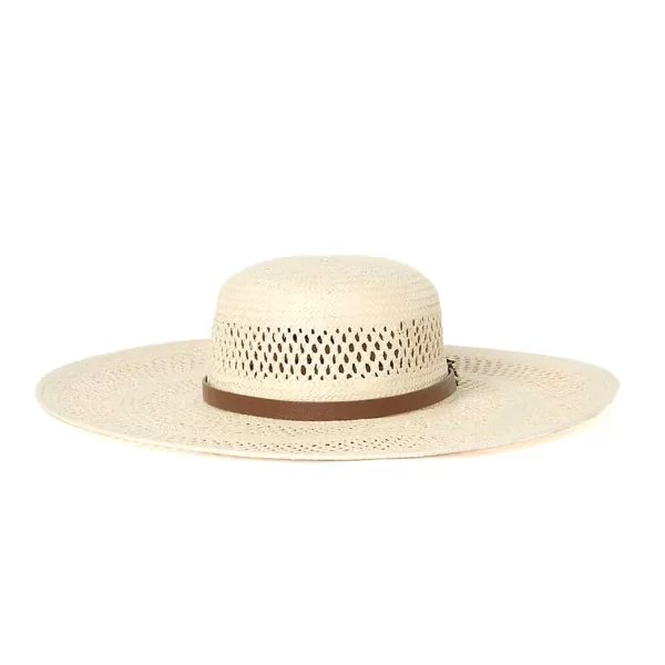 KARL LAGERFELD ΚΑΠΕΛΟ K/AUTOGRAPH BELT STRAW HAT LOGO ΕΚΡΟΥ