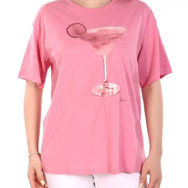 BOSS T-SHIRT C_EBAND_4 LOGO ΡΟΖ