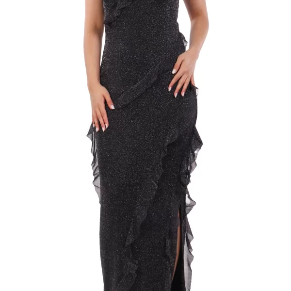 KARL LAGERFELD ΦΟΡΕΜΑ MAXI JERSEY LUREX ΜΑΥΡΟ