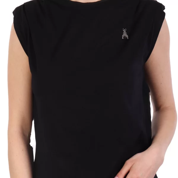 PATRIZIA PEPE MAGLIA T-SHIRT LOGO ΠΛΑΤΗ ΜΑΥΡΟ