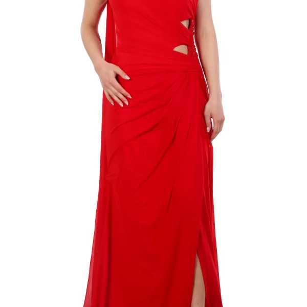 Allure ALLURE EVENING ΦΟΡΕΜΑ MAXI ΝΤΡΑΠΕ ΤΟΥΛΙ ΚΟΚΚΙΝΟ