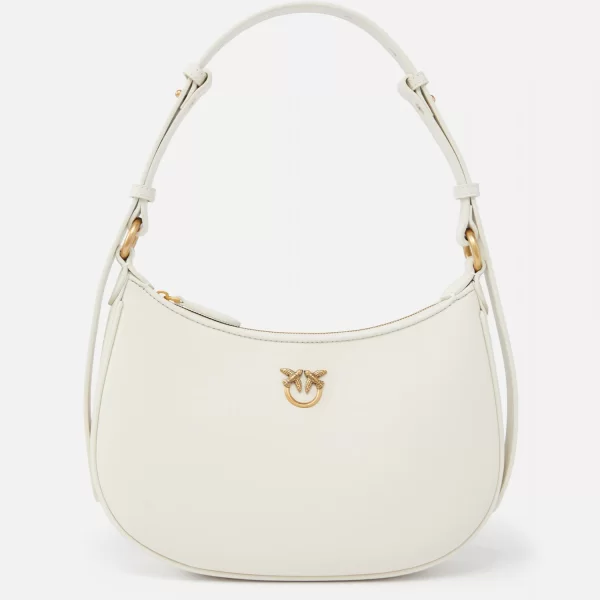 PINKO ΤΣΑΝΤΑ ΩΜΟΥ HALF MOON MINI FL VITELLO SETA ΛΕΥΚΟ