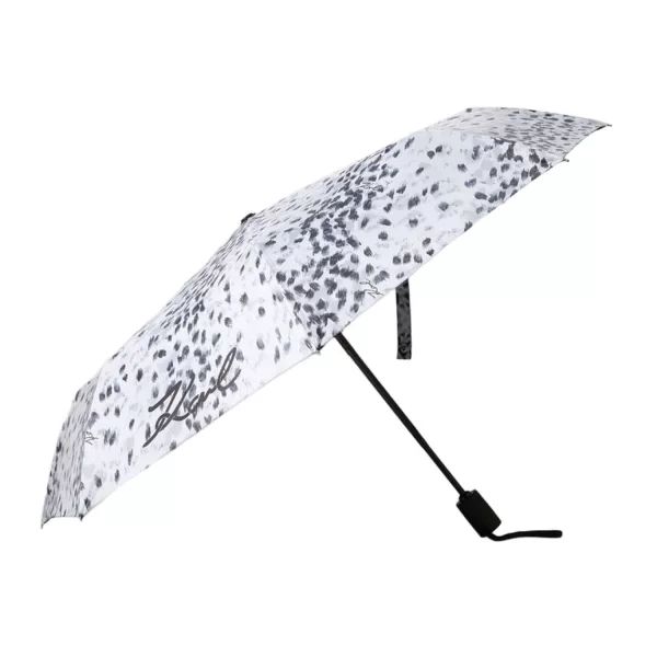 KARL LAGERFELD ΟΜΠΡΕΛΑ K/SIGNATURE LEOPARD SM ΛΕΥΚΟ-ΜΑΥΡΟ
