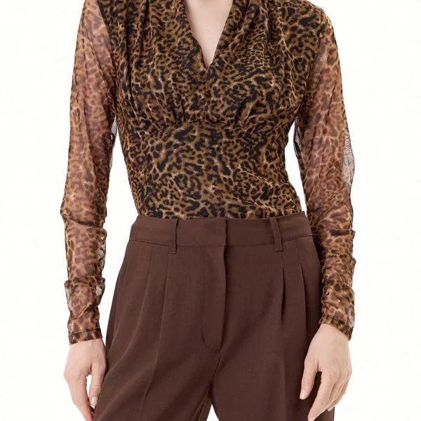 DKNY ΜΠΛΟΥΖΑ V-NECK ΛΕΟΠΑΡ