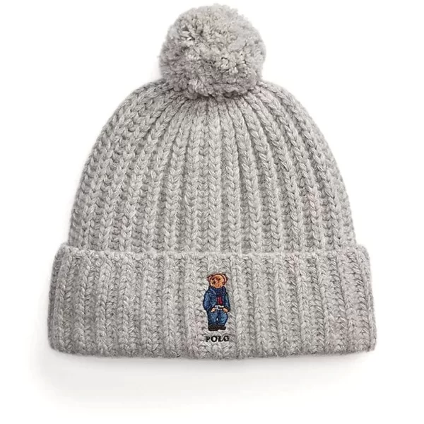 RALPH LAUREN ΣΚΟΥΦΟΣ ΠΛΕΚΤΟ LOGO BEAR ΓΚΡΙ