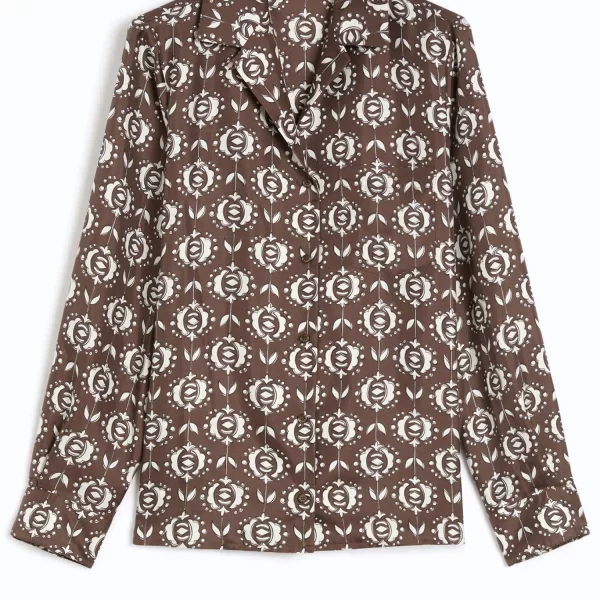 MAX MARA WEEKEND ΠΟΥΚΑΜΙΣΟ FLORAL ONCIA ΚΑΦΕ-ΕΚΡΟΥ