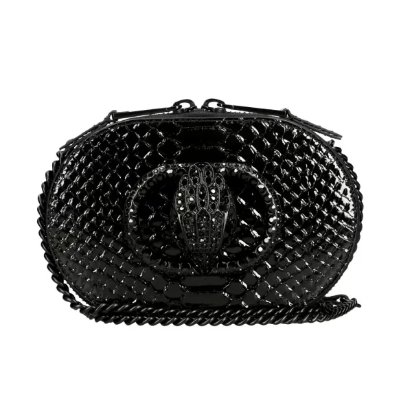 KURT GEIGER ΤΣΑΝΤΑKI CROSSBODY/ΩΜΟΥ SM CHELSEA CAMERA BAG DR ΛΟΥΣΤΡΙΝΙ SNAKE PRINT AΛΥΣΙΔΑ LOGO ΜΑΥΡΟ
