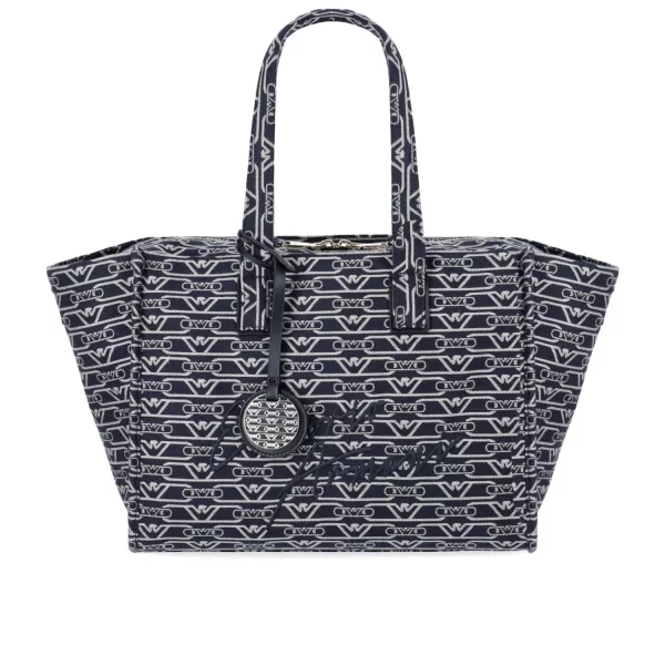 EMPORIO ARMANI ΤΣΑΝΤΑ ΧΕΙΡΟΣ LOGO ΜΠΕΖ-ΜΠΛΕ