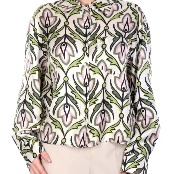 MaxMara WEEKEND MAX MARA WEEKEND ΠΟΥΚΑΜΙΣΟ ENFASI ΜΕΤΑΞΩΤΟ ΕΜΠΡΙΜΕ ΕΚΡΟΥ-ΠΡΑΣΙΝΟ -ΡΟΖ