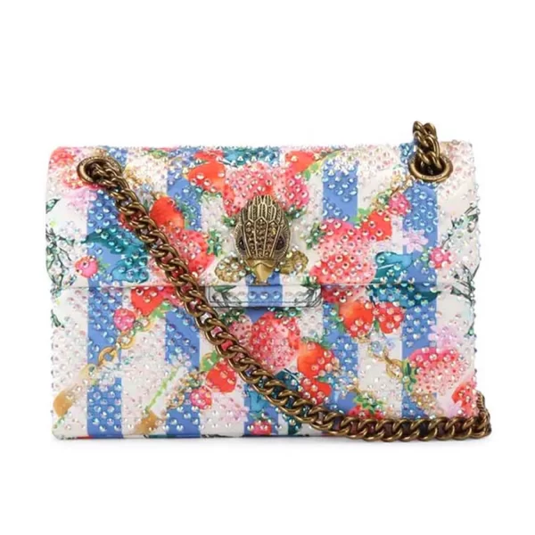 KURT GEIGER ΤΣΑΝΤΑΚΙ CROSSBODY/ΩΜΟΥ FABRIC MINI KENSINGTON ΑΛΥΣΙΔΑ ΣΤΡΑΣ LOGO ΠΟΛΥΧΡΩΜΟ