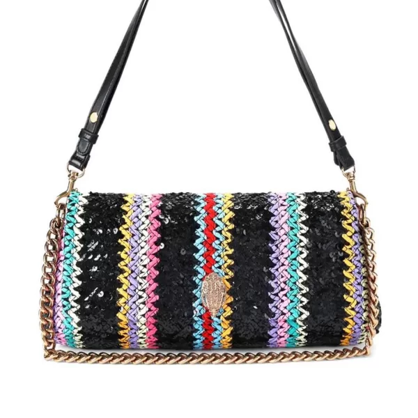 KURT GEIGER TΣΑΝΤΑ CROSSBODY /ΩΜΟΥ LONG KENSINGTON BAG AΛΥΣΙΔΑ ΣΧΕΔΙΑ ΠΟΥΛΙΕΣ LOGO ΠΟΛΥΧΡΩΜΟ