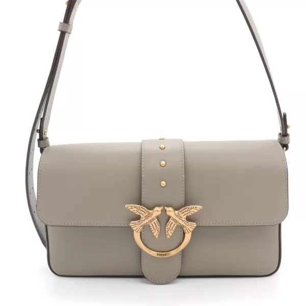 PINKO ΤΣΑΝΤΑ ΩΜΟΥ LOVE ONE CLASSIC SLOUCHY FL VITELLO MORBIDO ΓΚΡΙ