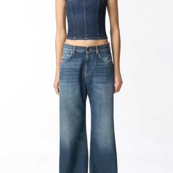 PINKO ΠΑΝΤΕΛΟΝΙ JEANS WANDA WIDE LEG ΜΠΛΕ