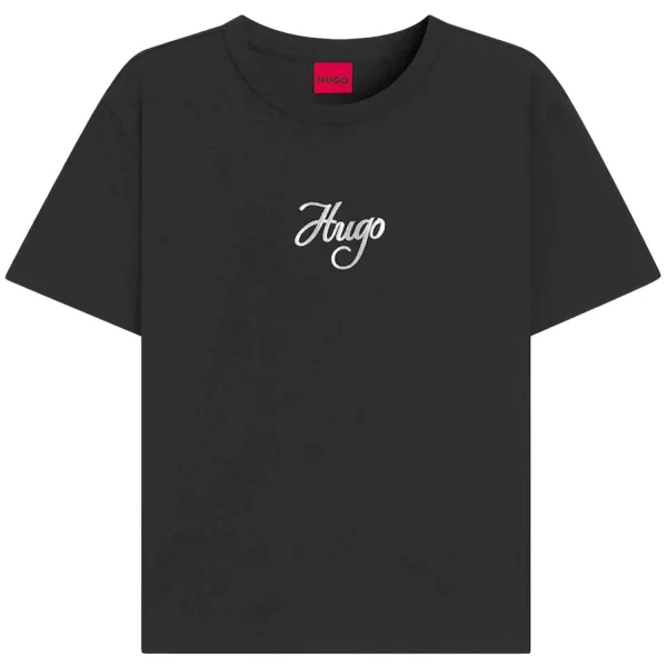 HUGO T-SHIRT DESTREL_3 LOGO ΜΑΥΡΟ