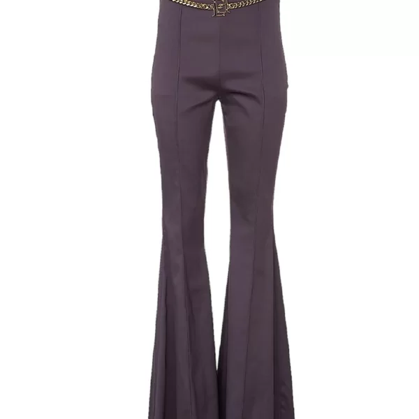 ELISABETTA FRANCHI ΠΑΝΤΕΛΟΝΙ FLARE ΖΩΝΗ ΑΛΥΣΙΔΑ LOGO ΜΩΒ