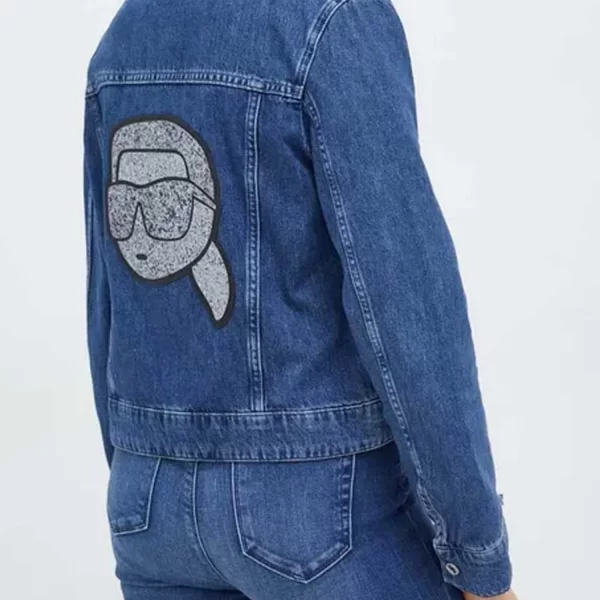KARL LAGERFELD ΜΠΟΥΦΑΝ JEANS DENIM JACKET LOGO ΠΑΓΕΤΑ ΑΣΗΜΙ