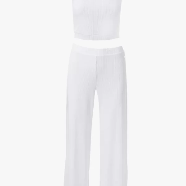 ARMANI 7 ΣΕΤ ΦΟΡΜΑ CROP TOP ΠΑΝΤΕΛΟΝΑ ΡΙΜΠ ΛΕΥΚΟ