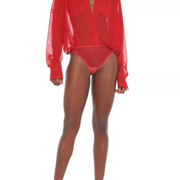 NORMA KAMALI ΚΟΡΜΑΚΙ ΔΙΑΦΑΝΕΙΑ ΓΙΑΚΑΣ ΚΟΚΚΙΝΟ