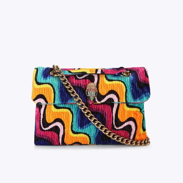 KURT GEIGER ΤΣΑΝΤΑ ΩΜΟΥ/CROSS BODY VELVET SOFT KENSINGTON ΑΛΥΣΙΔΑ ΒΕΛΟΥΔΟ LOGO ΠΟΛΥΧΡΩΜΟ