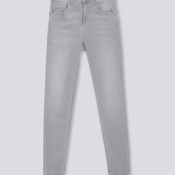 LIU -JO BETTER ΠΑΝΤΕΛΟΝΙ JEANS SKINNY FIT LOGO ΣΤΡΑΣ ΤΣΕΠΗ ΓΚΡΙ