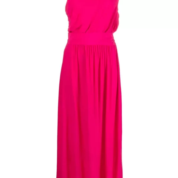 PINKO ΦΟΡΕΜΑ AGAVE ABITO CREPE MAROCAINE ΕΝΑΣ ΩΜΟΣ ΣΟΥΡΑ ΜΕΣΗ ΖΩΝΗ ΦΟΥΞΙΑ