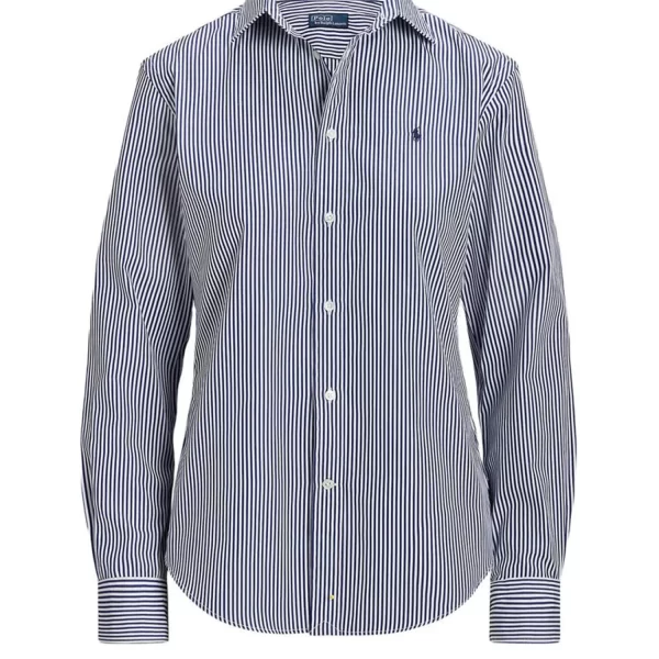 Ralph Lauren RALPH LAUREN ΠΟΥΚΑΜΙΣΟ CLASSICS ΡΙΓΕ ΛΕΥΚΟ-ΜΠΛΕ