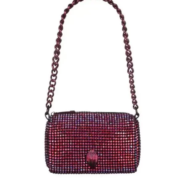 KURT GEIGER ΤΣΑΝΤΑKI ΩΜΟΥ PARTY POUCHETTE AΛΥΣΙΔΑ ΜΕΤΑΛΛΙΚΑ ΣΤΡΑΣ LOGO ΠΟΛΥΧΡΩΜΟ