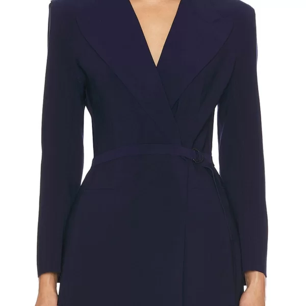 NORMA KAMALI ΣΑΚΑΚΙ CLASSIC DOUBLE BREASTED ΣΚΟΥΡΟ ΜΠΛΕ