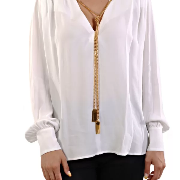 ELISABETTA FRANCHI ΜΠΛΟΥΖΑ ΓΙΑΚΑΣ V ΚΟΛΙΕ ΛΕΥΚΟ