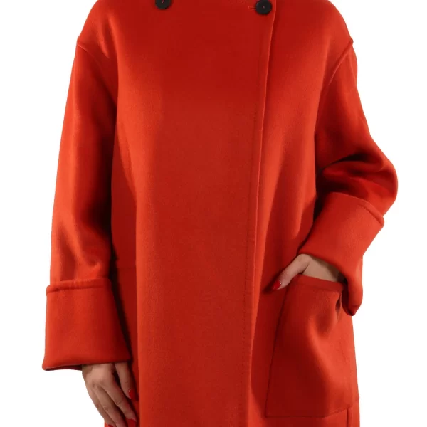 LIVIANA CONTI ΠΑΛΤΟ ΛΑΙΜΟΚΟΨΗ ΣΤΑΥΡΩΤΟ ΣΚΟΥΡΟ ΠΟΡΤΟΚΑΛΙ