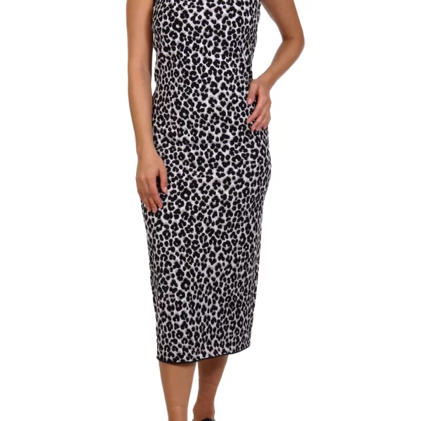 MICHAEL KORS ΦΟΡΕΜΑ MIDI ANIMAL PRINT ΛΕΥΚΟ-ΜΑΥΡΟ