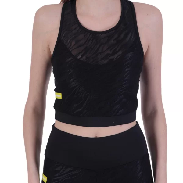 EMPORIO ARMANI 7 TOP CROP JERSEY SPORT BRA LOGO ΔΙΑΦΑΝΕΙΑ ΜΑΥΡΟ