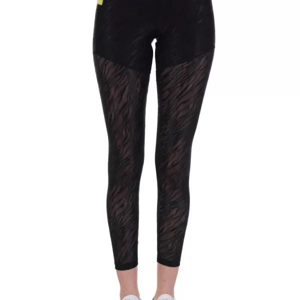 EMPORIO ARMANI 7 ΚΟΛΑΝ ΔΙΑΦΑΝΕΙΑ LOGO JERSEY LEGGINGS ΜΑΥΡΟ