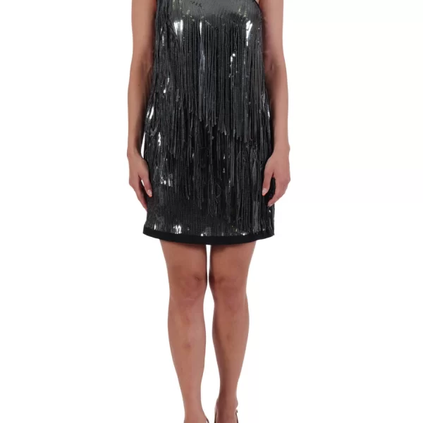 PINKO ΦΟΡΕΜΑ LONGAN ABITO ΕΝΑΣ ΩΜΟΣ ΠΑΓΙΕΤΑ ΚΡΟΣΙΑ ΓΚΡΙ