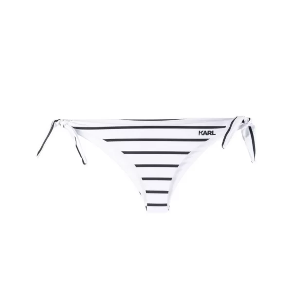 KARL LAGERFELD BEACHWEAR ΜΑΓΙΩ ΜΠΙΚΙΝI BOTTOM ΛΟΓΟΤΥΠΟ ΡΙΓΕ ΛΕΥΚΟ/ ΜΑΥΡΟ
