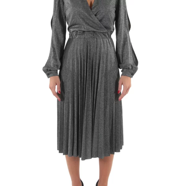 TRUSSARDI JEANS ΦΟΡΕΜΑ ΚΡΟΥΑΖΕ ΠΛΙΣΕ LUREX JERSEY ΓΚΡΙ